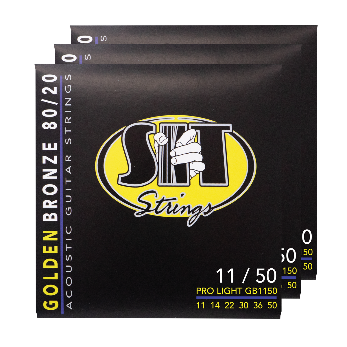 S.I.T. Golden Bronze 80/20 Acoustic Guitar Strings – 11–50 (GB1150 Pro Light) – 3-Pack