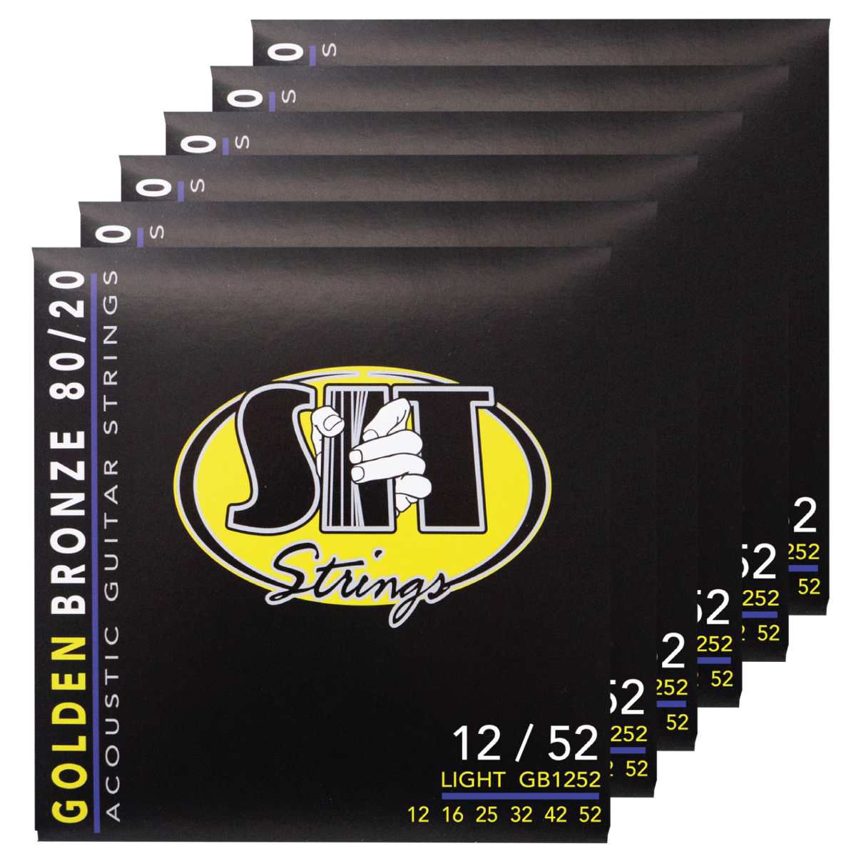 S.I.T. Golden Bronze 80/20 Acoustic Guitar Strings – 12–52 (GB1252 Light) – 6-Pack