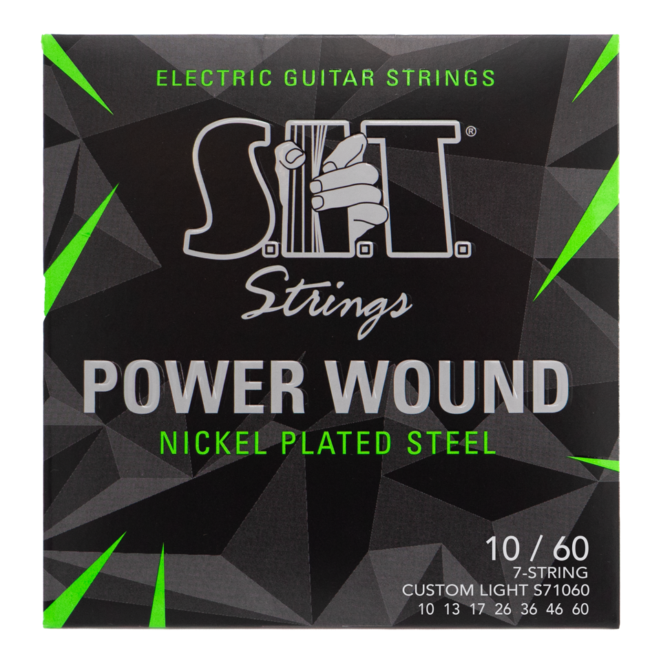 S.I.T. Power Wound Nickel 7-String Electric Guitar Strings – 10–60 (S71060 Custom Light)
