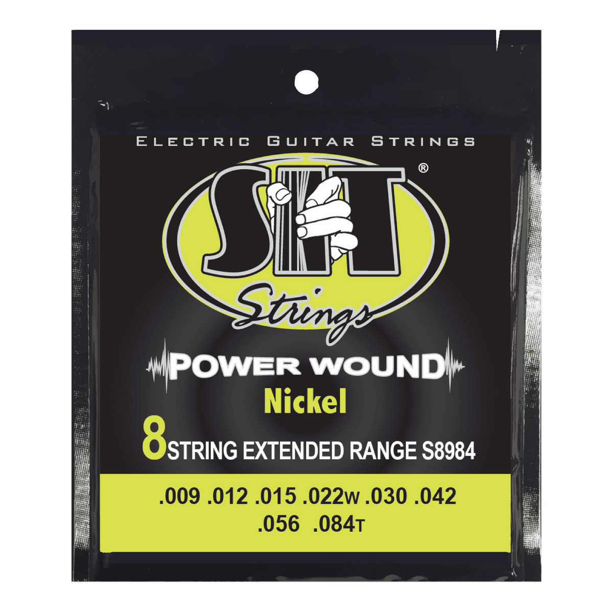 S.I.T. Power Wound Nickel 8-String Electric Guitar Strings – 9–84 (S8984 Extended Range)