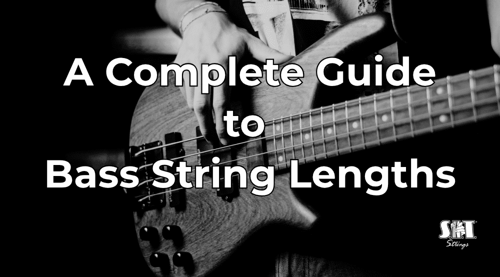 Bass guitar being measured with the title What Length Bass Strings Do I Need