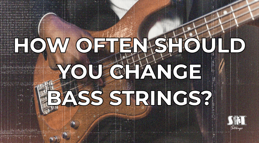 Bass guitar being restrung with the title How Often Should You Change Bass Strings