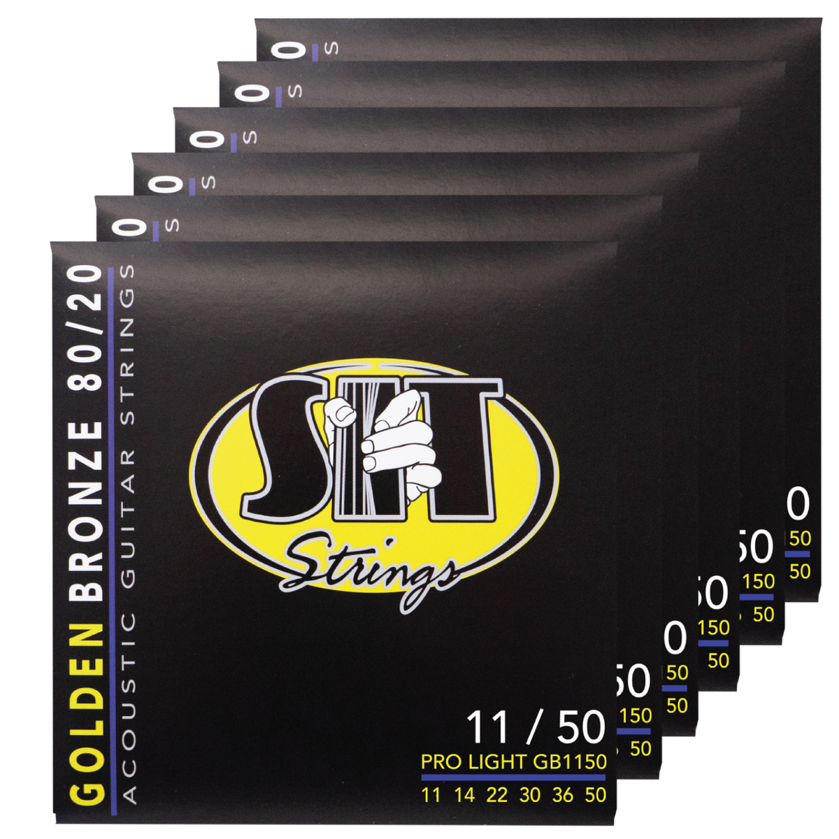 S.I.T. Golden Bronze 80/20 Acoustic Guitar Strings – 11–50 (GB1150 Pro Light) – 6-Pack
