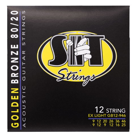 S.I.T. Golden Bronze 80/20 12-String Acoustic Guitar Strings – 9–46 (GB12946 Extra Light)