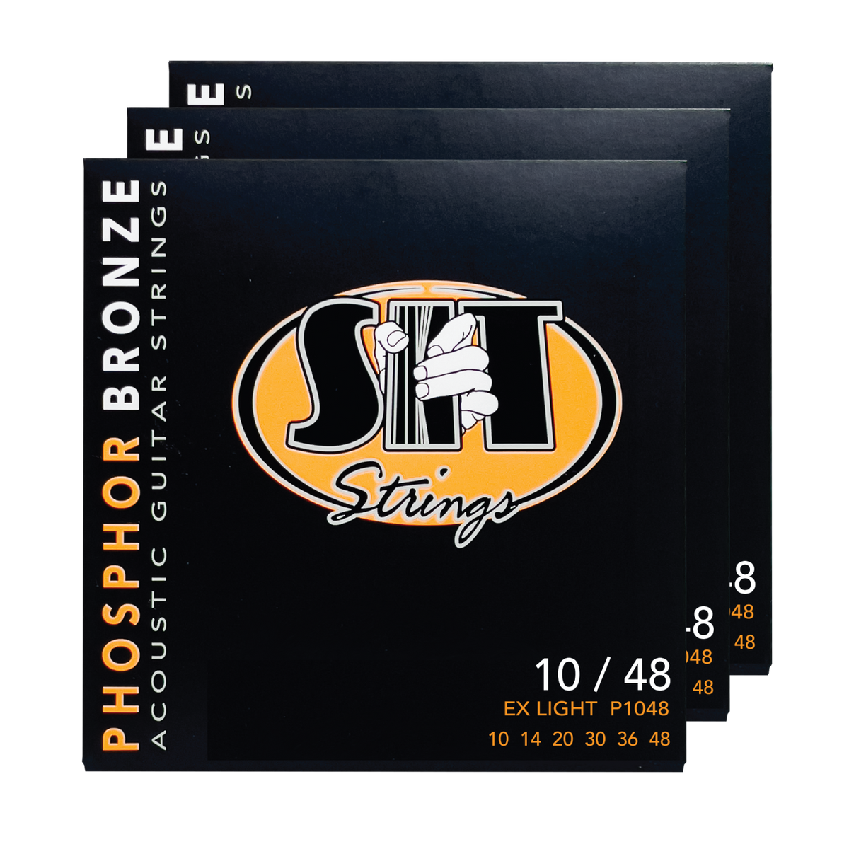 S.I.T. Phosphor Bronze Acoustic Guitar Strings – 10–48 (P1048 Extra Light) – 3-Pack