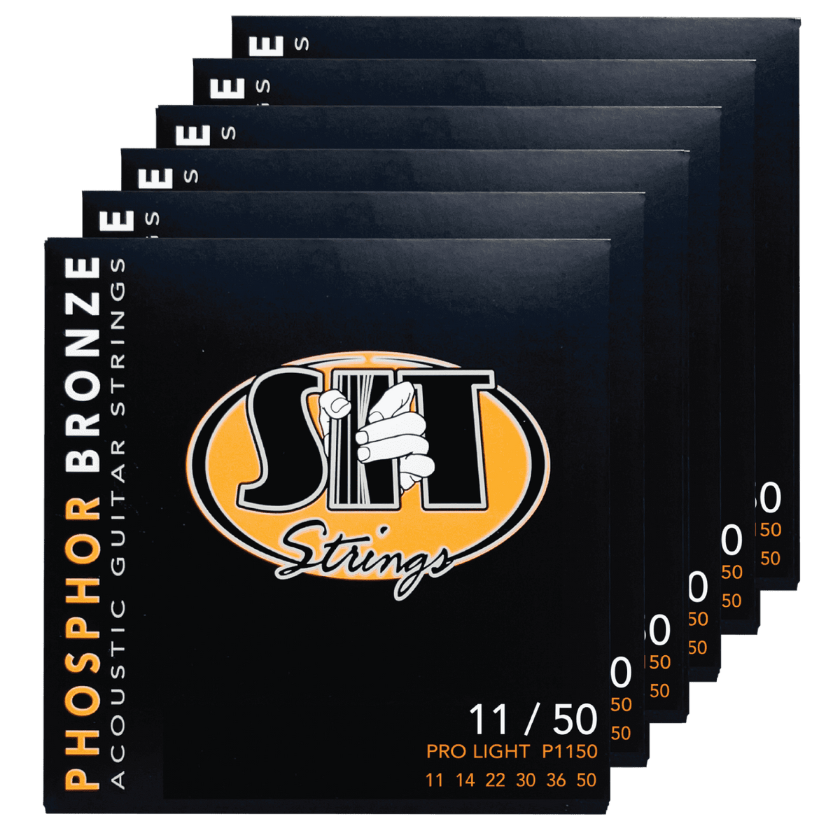 S.I.T. Phosphor Bronze Acoustic Guitar Strings – 11–50 (P1150 Pro Light) – 6-Pack