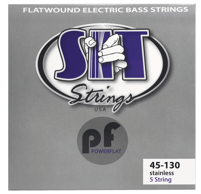 Power Flat Wound 5-String Bass Strings – 45–130 (PF545130L Light)