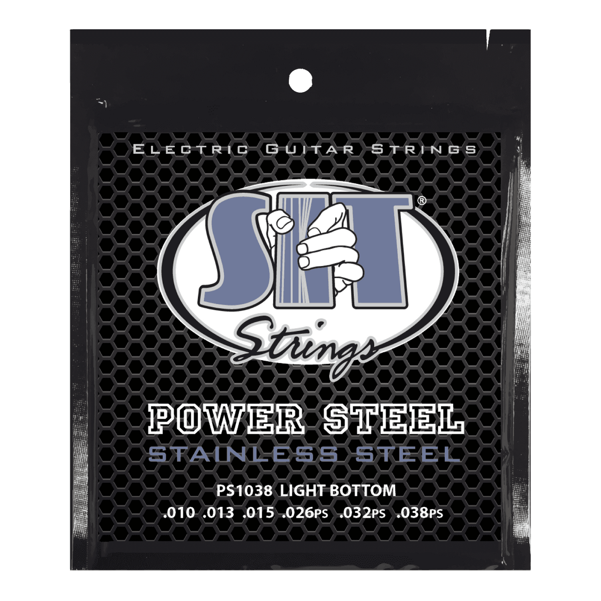 S.I.T. Power Steel Stainless Electric Guitar Strings – 10–38 (PS1038 Light Bottom)