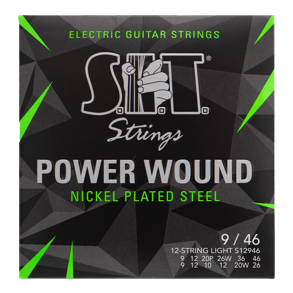 S.I.T. Power Wound Nickel 12-String Electric Guitar Strings – 9–46 (S12946 Light)
