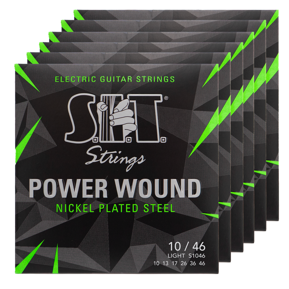 S.I.T. Power Wound Nickel Electric Guitar Strings – 10–46 (S1046 Light) – 6-Pack