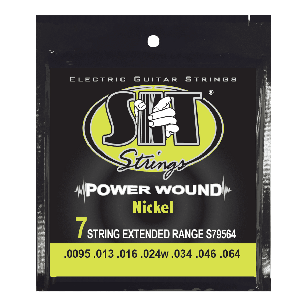 S.I.T. Power Wound Nickel 7-String Electric Guitar Strings – 9.5–64 (S79564 Extended Range)