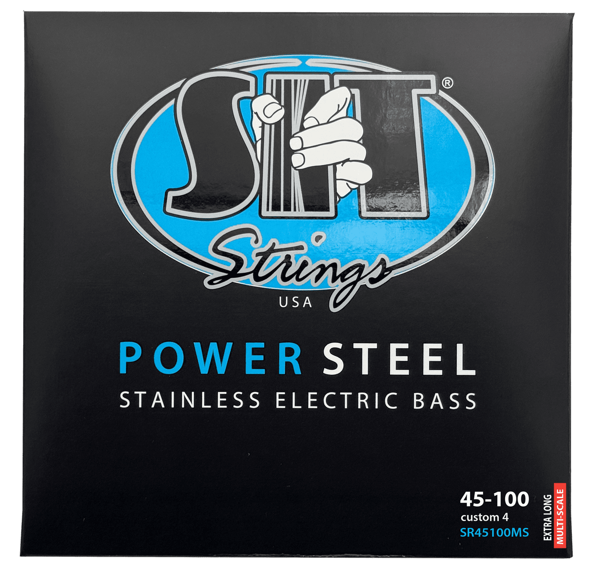 S.I.T. Power Steel Stainless Steel 4-String Bass Strings – 45–100 Multi-Scale (SR45100MS Medium Light)