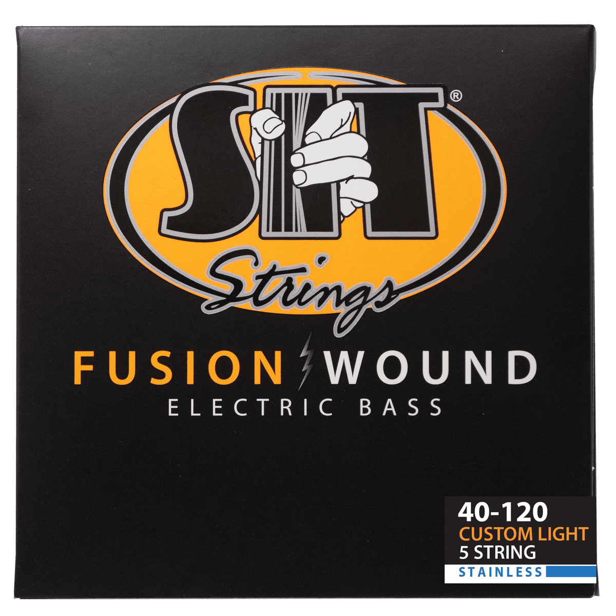 S.I.T. Fusion Wound Stainless Steel 5-String Bass Strings – 40–120 (SRB540120L Custom Light)