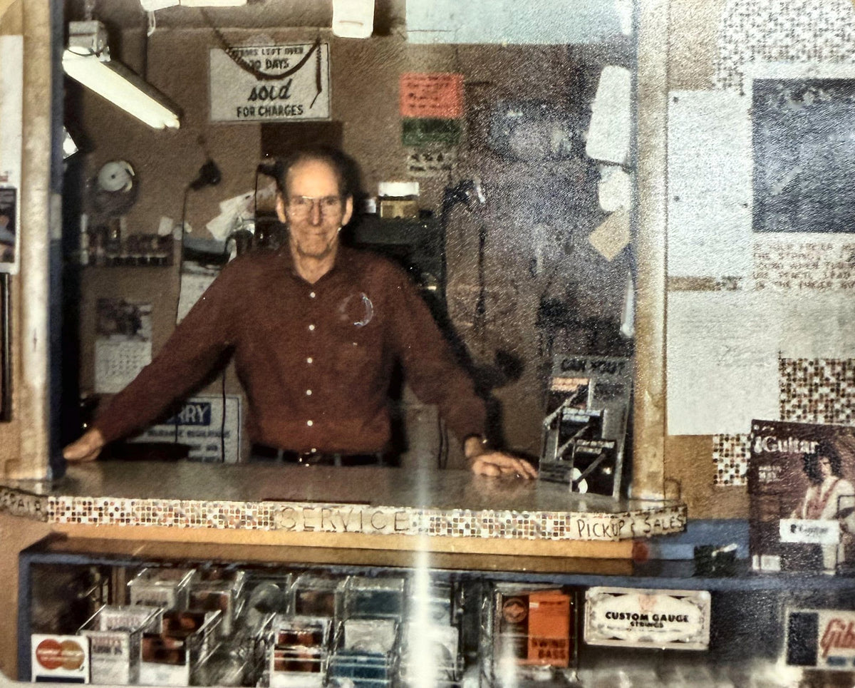 Virgil at his shop, 1982.