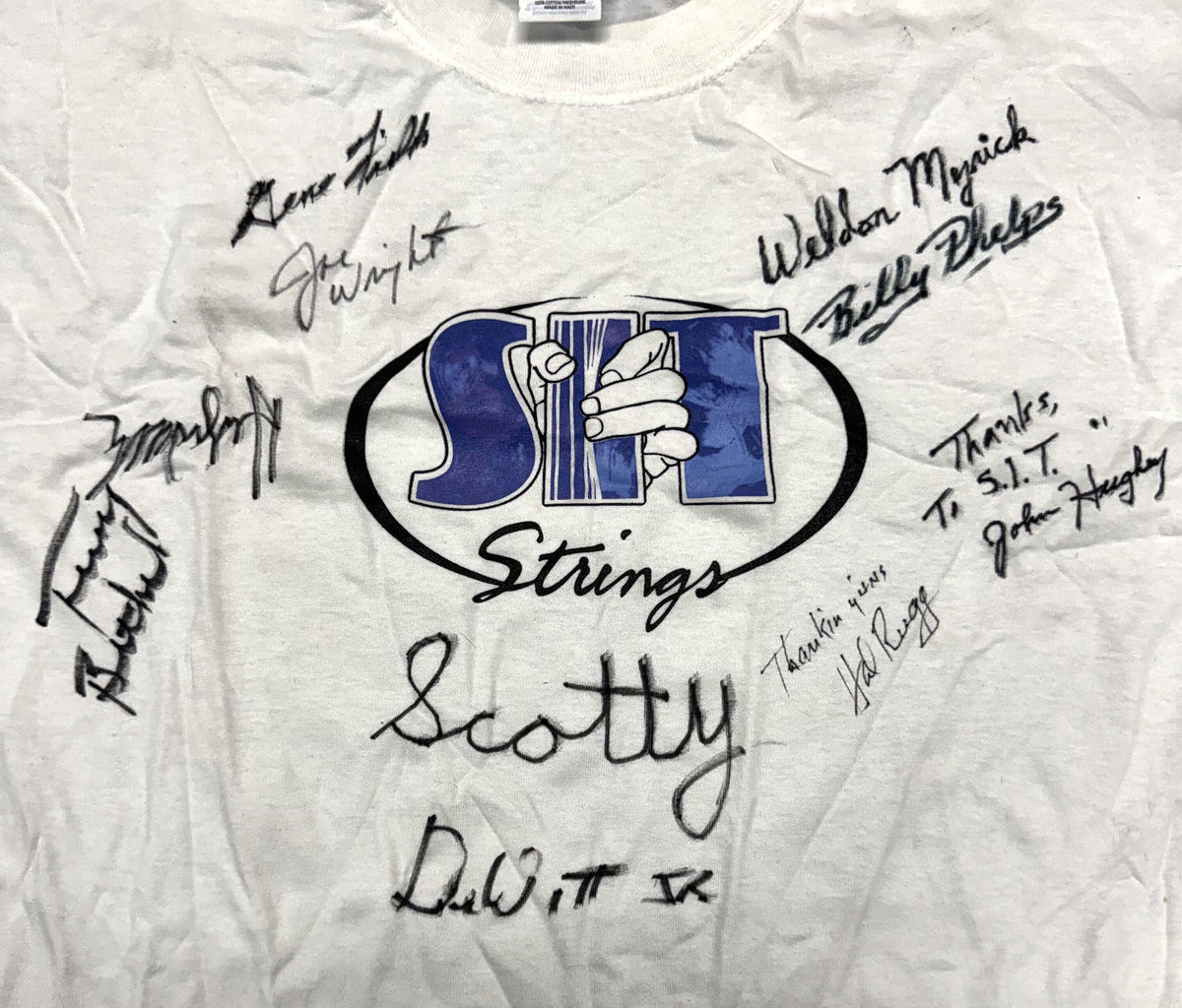 Signed by pedal steel players, including Scotty DeWitt.